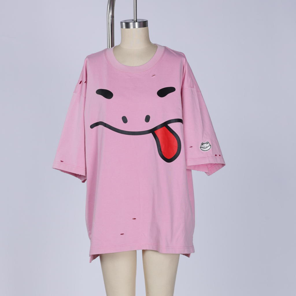 OVERSIZED MASCOT FACE TEE | BRAINFROG PINK